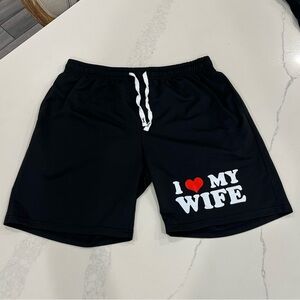 Men’s “ I Love My Wife “ athletic Shorts 100% polyester